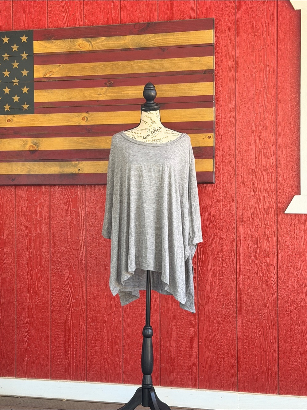 Cost Plus World Market Heather Gray Draped Poncho Top